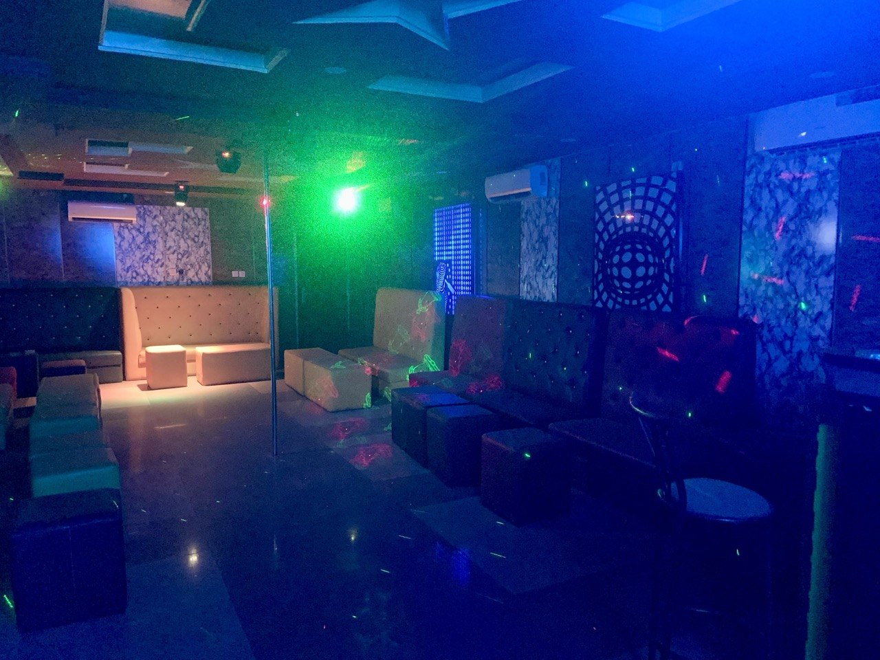 Exclusive nightlife club with ambient lighting
